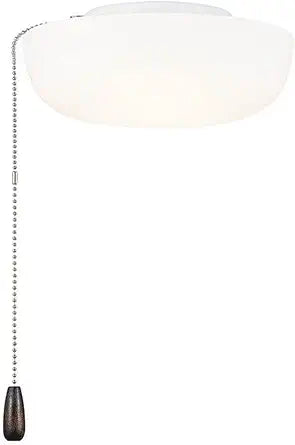 Kichler Universal 9 in LED Fan Light Kit with Dimmable 1900 Lumens, Modern Ceiling Fan Light Fixture with White Diffuser and Pull Chain for Indoor Fans, 380940