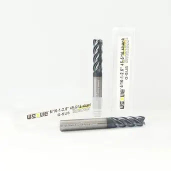Tools Carbide End Mill, PVD AlTiN Coating for Stainless Steel Materials Cutting, 4 Flute,5/16" Shank (5/16-2.5", 2pcs)