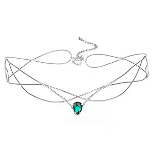 Handmade Viking Princess Crown Silver and Green Celtic Headpiece Vintage Fairy Circlet Medieval Elven Hair Decration Crystal Elf Tiara for Wowen Men Quinceanera Renaissance Wedding