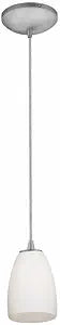 Sherry Glass Pendant - Cord - Brushed Steel Finish - Opal Glass Shade