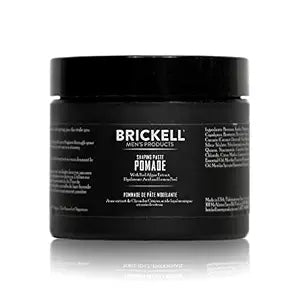 Brickell Men's Products Shaping Paste Pomade For Men, Texturizing Wax Pomade, With Hyaluronic Acid, Peppermint Essential Oil, and Rosemary, 2 Ounce, Scented