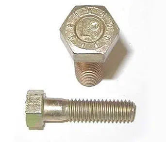 1-8 x 2 Hex Head Cap Screws, Alloy Steel Grade 9, Zinc Yellow Plating (Quantity: 10 pcs) - Coarse Thread UNC, Partially Threaded, Length: 2 Inch, Thread Size: 1 Inch