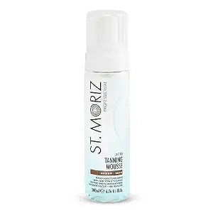 St Moriz Professional Clear Tanning Mousse with Aloe Vera & Vitamin E, Fast Drying Vegan Fake Tan, Medium to Dark (200ml)