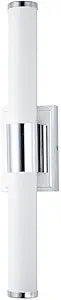 Maxim Lighting Optic 24" 2-Light Bath Vanity Light | Polished Chrome Aluminum Finish | White Glass Shade | Transitional Indoor Light Fixture | Ideal for Bathrooms & Powder Rooms | 52115WTPC
