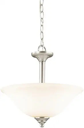 KICHLER Wynberg 15" 2 Light Convertible Inverted Pendant/Semi Flush with Satin Etched Glass in Brushed Nickel