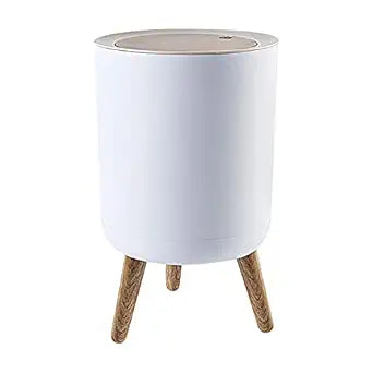 Trash can7Liter/1.8 Gallon Garbage can with Press top LidNordic Modern Waste BasketPlastic Trash bin Suitable for Kitchen, Bathroom, Bedroom, Living Room, Office, OutdoorDog Proof Trash can