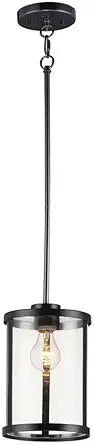 Maxim Lighting Sentinel 1-Light Mini Pendant | Black Steel Finish | Clear Glass Shade | Transitional Indoor Light Fixture | Ideal for Kitchen Islands & Breakfast Nooks | Dimmable | 25252CLBK