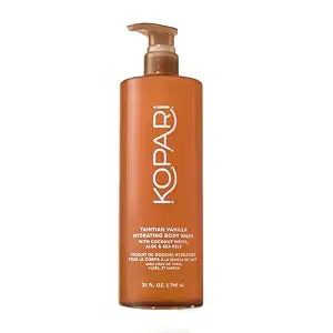 Kopari Jumbo Tahitian Vanilla Hydrating Body Wash | 25 oz Gel-Based Body Cleanser with Coconut Water, Aloe & Sea Kelp | Rich Lather, Signature Coconut Milk Scent