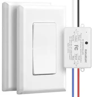 SURAIELEC 3 Way Wireless Light Switch Kit with Receiver, Interference-Free