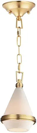 Maxim Lighting Giza 1-Light Mini Pendant | Satin Brass Finish | White Glass Shade | Modern Kitchen Island Mini Pendant | 10372WTSBR