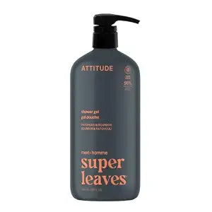ATTITUDE Men's Body & Face Wash, Patchouli & Bourbon, EWG Verified, 32 Oz