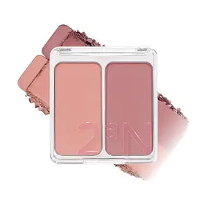 2aN Dual Color Face Blusher, 0.16oz x 2, Buildable & Blendable Cheek Color, Powder Blush, Korean Beauty (22 Fall in Rose, 1.5 oz)