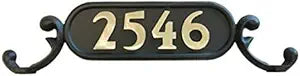 GSi Williamsburg Decorative Mailbox Address Plate | Door Number Plate - Style 1 (Charleston) Cast Aluminum | Flat Black Finish with Stainless Steel Hardware | Numbers Sold Separately