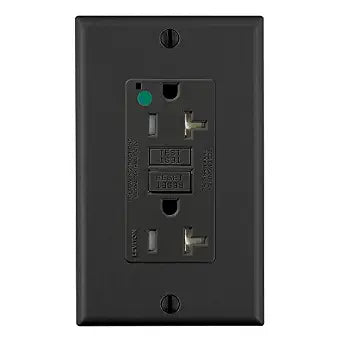 Leviton 20A-125V Extra-Heavy Duty Hospital Grade Tamper-Resistant Duplex Self-Test GFCI Receptacle, 20-Amp, GFTR2-HGE, Black