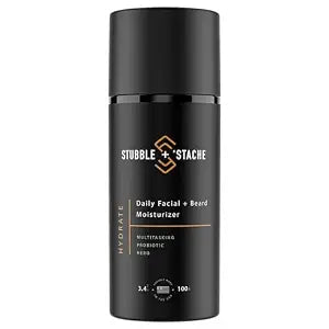 stubble & stache Face Moisturizer for Men - Anti-Aging Cream with Niacinamide, Hyaluronic Acid, Vitamin A - Hydrates Skin, Softens Facial Hair, 3.4oz