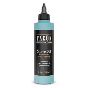 Fac��n Transparent Shaving Gel for Men w/Aloe Vera, Cooling Menthol, Peppermint & Sandalwood Oil Scent ��� Clear Non Foaming Straight Razor Shave Gel, Barber Shaving Gel to Prevent Razor Bumps, 10 fl oz