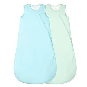 Supersoft Rayon Made from Bamboo Sleep Sack 24-36 Months 1.0 Tog Toddler Sleep Sack 2t Baby Wearable Blanket 3t with 2-Way Zipper Unisex Sleeping Bag for Babies All-year-around (2 Pack) Green & Blue