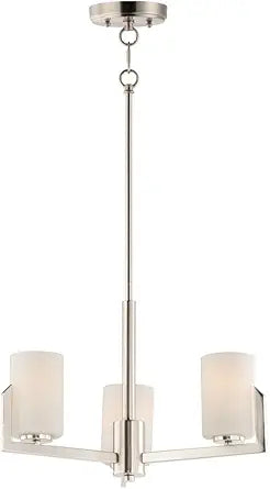 Maxim Lighting Dart 3-Light Chandelier | Satin Nickel Steel Finish | Satin White Glass Shade | Modern Indoor Light Fixture | Ideal for Dining Rooms & Entryways | Home Decor Ceiling Fixture | 21285SWSN