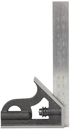 Starrett Student Combination Square - Ideal for Youngsters and Apprentices - 150mm Blade Length, Cast Iron Head, Hardened and Tempered Square Blade, 35 Graduation - 10MH-150