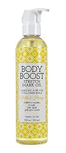 Body Boost Milk & Honey Stretch Mark Oil 8oz- For Stretch Marks and Scars- Pregnancy and Nursing Safe