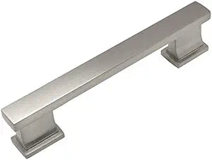 Cosmas 10 Pack 702-4SN Satin Nickel Contemporary Cabinet Hardware Handle Pull - 4" Inch Hole Centers