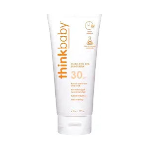 Thinkbaby Mineral Baby Sunscreen SPF 30 with Clear Zinc Oxide, 6 Fl Oz