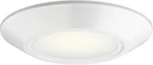 Kichler Horizon LED Downlight in White, 6.4" Flush Mount Interior Dimmable Light, 3000K, Wet Rated Integrated LED, (6.4" W x 1.3" H), 43873WHLED30, White