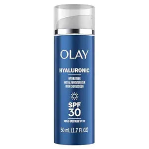 Olay Hyaluronic SPF 30 Hydrating Moisturizer with Sunscreen, Broad Spectrum SPF 30, Fragrance-Free, 1.7 oz