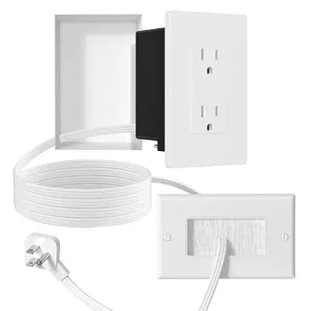 in Wall Cable Management Kit 2 AC TV Outlet Wall Kit 7.8ft Cord Power Relocation in Wall Outlet Extender for Living Room Bedroom and Home Theater