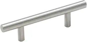 B&B HARDWARE Solid Steel D Handle - BR Satin Nickel Cabinet Pulls - Modern Style Dresser Handles - Center Bar Kitchen Cabinet Hardware - Heavy Duty Handles for Bathrooms 96mm C-C Length (20 Pack)