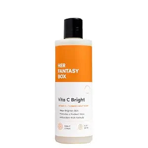 Her Fantasy Box | Vita C Bright Turmeric Body Wash – Antioxidant‐Rich Citrus Cleanser with Vitamin C & Turmeric for Radiant, Even-Looking Skin, Moisturizing Vegan Formula (8 oz)