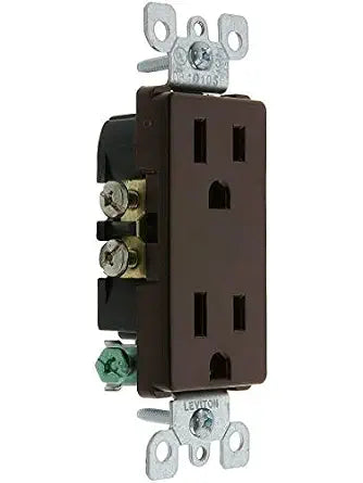 Leviton 5325.0 15 Amp, 125V, Decora Duplex Receptacle, Residential Grade, Grounding, Brown, 10-Packbrown