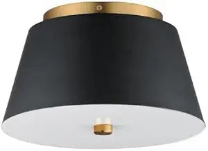 Maxim Lighting Miles 1-Light Flush Mount | Black/Natural Aged Brass Finish | White Glass Shade | Hallway Flush Mount Ceiling Light | 10710WTBKNAB