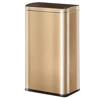 10.4 Gallon Large Metal Kitchen Garbage Can, Stainless Steel Trash Can, Open Top, Tall, Gold Wastebasket for Home Bathroom Hotel Lobby Office (40L Gold)