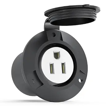 Flanged Outlet NEMA 5-15 15 Amp Grounding Straight Blade Receptacle with Covers, 120 Volt, 2 Pole-3 Wire, Commercial/Industrial Grade for RVs Marine Truck Bed Block Heater ETL Listed