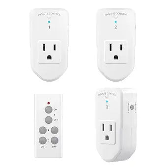 BN-LINK Wireless Remote Control Outlet Electrical Switch for Lights, Fans, Christmas Lights, Small Appliance, 100ft Long Range White (Learning Code, 3 Outlets +1 Remote) 1200W/10A, ETL & FCC Certified