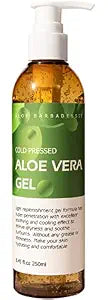 Aloe Vera Gel, Pure Organic for Sunburn Relief, Face & Hair Care 8,45 fl oz, Natural After Sun Moisturizer for Body & Acne Skin, DIY Soothing Hydrate Mask, Cold Pressed Xanthan Gum No Carbomer