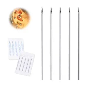 20G Body Piercing Needles,10pcs DJCIW Sterile Disposable Stainless Steel Needles for Ear, Nose, Navel, Nipple, Lip - Piercings