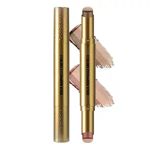 Dul-End 3 Colors Gradient Cream Eyeshadow Stick, Champagne Gold Shimmer Glitter Metallic Nude Smooth Eyeshadow Pencil, Blendable Long Lasting Waterproof Eye Shadow for Older Women Makeup