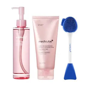 medicube PDRN Cleansing & Brush Trio - Cleansing Oil, Cleanser, Pore Brush