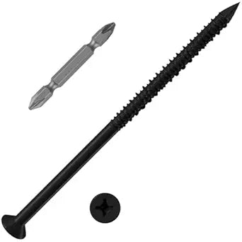 WenSilon(100 PCS) 1/4" x5 Black Concrete Screw Anchor Black Flat Head for Anchoring to Masonry, Block or Brick Stucco