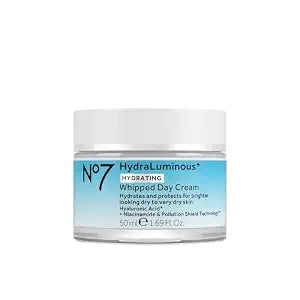 No7 HydraLuminous+ Hydrating Whipped Day Cream, 1.69 Fl Oz