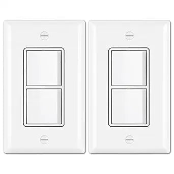 BESTTEN 2PK Double Rocker Light Switch, Single Pole Combination Interrupter