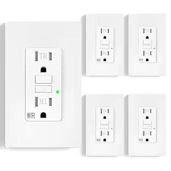 5-Pack GFCI Outlet 15 Amp, Self-Test GFI Electrical Receptacle with LED Indicato, Tamper & Weather Resistant (TR/WR), UL Listed, LED Indicator, Wall Plate Included,Screwless Matte White