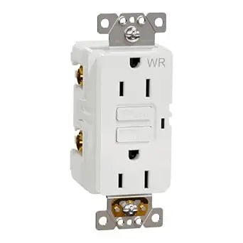 Square D by Schneider Electric Square D X Series 125-Volt Outdoor Tamper Resistant GFCI Duplex Decorator Receptacle Back Wire Clamps, 15 Amps, Matte White (SQR51103WH)
