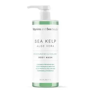Moisturizing & Healing Body Wash with Sea Kelp & Aloe Vera – Hydrating Cleanser for Dry Skin – Vitamin-Enriched Shower Gel – 33.8 fl oz