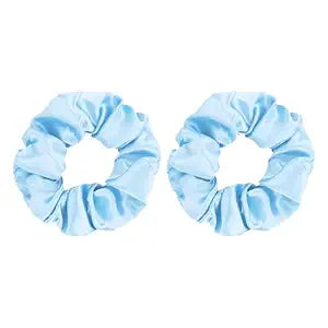 Satin Scrunchies 2 Pcs Hair Ties Scrunchies for Women Girls Hair Accessories Elastic Hair Ponytail Holder (Light Blue)