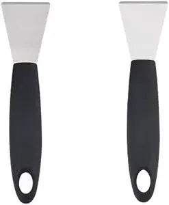 Stainless Steel metal Scraper, stove top Oven Scraper Tool non scratch, window glass scraper,Kitchen Cleaning,glass stripper,Putty,grout,sticker,Wallpaper, Paint,cooktop,Straight + Bending 2-PCS