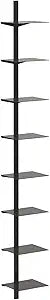 DuvinDD 8 Tier Invisible Floating Book Shelves for Wall, Hanging Bookshelves Vertical Spine Book Tower, Heavy-Duty Metal Floating Bookshelf, 4 Pack Black