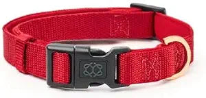 DOGISTRY - City Collar - Premium Dog Collar with Padded Neoprene & Signature Fabric - Refined Design & Everyday Luxury - Iconic Red - Medium